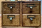 Antique Library Bureau Sole Makers Wood Card Catalog 4 Drawer Oak Brass Handles