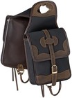 Western Saddle Canvas Horn Bag - Canvas With Leather Accents - Black  Tan - Sage