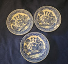Vintage 3 Miniature Blue Willow Child   s Tea Set Plates  3 3 4   Japan