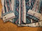 Vtg Wrangler Pearl Snap Aztec Southwestern Brushpopper Shirt Mens 17 5x36 