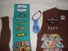 Vintage Girl Scouts Brownie Uniform Vest Shorts Sash Socks Arm Bands 77 Badges