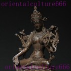 8 4 tibetan Buddhism Temple Bronze Green Tara Kwan-yin Guanyin Buddha Statue