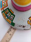 Vintage Tin Toy Spinning Top Ohio Art Train Wood Handle Metal