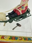 Vintage Wind Up Mitsuwa Toy Santa On Sleigh Tin Celluloid Occupied Tokyo Japan
