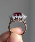 4 72 Ct Cushion Cut Natural Ruby   Diamond Engagement Ring 14k White Gold Size 7