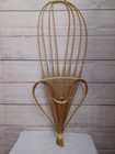 Vintage Wicker Woven Hanging Flower Basket Wall Pocket Wall Decor Heart Boho Mcm