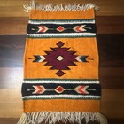 Vintage Southwestern Zapotec Wool Rug Table Wall Hand Woven Orange  4