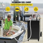 35 Gallon Fuel Gas Caddy Diesel Oil Transfer Tank  4 Wheels Portable  Pump