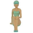 Vintage Bathing Beauty Beach Girl Teal And Blue Polka Dot Swimsuit Statue