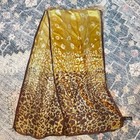Vintage Nicole Miller Studio Brown And Green Animal Print Silk Scarf