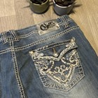Cello Jeans Uk16 W35l34 High Rise Embellished Straight Leg Y2k Rhinestone Denim