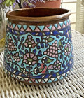 Rare Antique Syrian Damascus Islamic Art  Enameled Copper Pot Handmade
