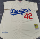 Vintage Jackie Robinson  42 Dodgers Throwback Cream Sewn Stitched Jersey 