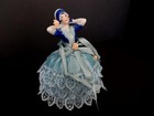 Vntg Antique Japan Porcelain Hand Painted Pin Cushion Doll W satin lace  ribbons