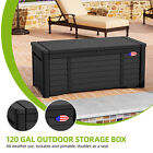 120 Gallon Lockable Outdoor Storage Box Resin Patio Bin With Louvered Design