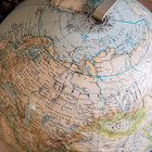 Vintage Rand Mcnally World Portrait Globe Soviet Union Metal Base Raised Topo