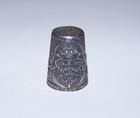 Antique Sterling Silver Thimble - Rare Shield   Crest   Crown