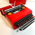 Olivetti Valentine Typewriter Red With Case Rare Collectible Made In Italy Used
