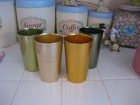 Set Of 4 Vintage Retro Anodized Aluminum Tumblers Drinking Glasses Cups