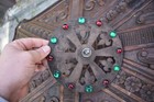 Antique 19thc Rare To Find Halo Color Stone Cabuchons Saint Statue Religious