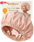 Satin Lined Shower Cap For Women Reusable Waterproof  Frizz Free   Large Bath Ca