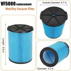 For Rigid Shop Vac Filter Reusable 3 Layer Washable 5 Gal Wet Dry Vacuum Vf5000