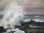 Original Antique Oil Painting Seascape Artist Signed Noble