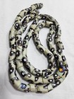 Vintage Venetian Millefiori Glass Beads White Blue Floral Strand 72pc 16mm