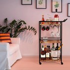 Loteyike 3 Tier Rolling Bar Cart Industrial Wine Beverage Serving Cart Brown