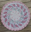 Handmade Crocheted Rag Rug 27  Round Pinks White Upcyled By Ree-vick