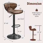 Costway Set Of 2 Adjustable Bar Stools Swivel Bar Chairs Pub Kitchen Retro Brown