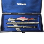 Uninked Vintage Platinum Japan Arabesque Fountain Pen 18k Ballpoint Pencil Set