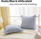 2pack Dusty Blue White Plaid Euro Pillow Shams 26x26 Inches  100  Cotton Checker