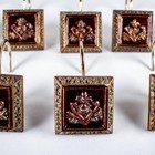 Vintage Burgundy Green Copper Floral Bathroom Shower 8 Hooks