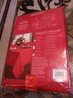 Red Holiday Christmas Tablecloth Tinsel Stripe 60  X 84  Polyester Metallic New