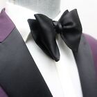 Self-tied Butterfly Bow Tie Black Charmeuse 100 silk