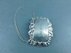 Antique English Sterling Silver Ornate  brandy  Decanter Tag Label