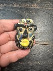 Phoenician Mosaic Glass Face Pendant  Ancient Style Bead  Multicolor Glass Mask