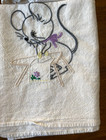 6 Vintage Embroidered Kitchen Towels Mice Large Flour Sacks