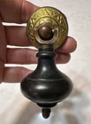 Pair Antique Victorian Eastlake Teardrop Drawer Pulls Brass   Ebonized Wood