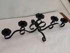 Vintage 1960 s Mid-century Modern Black Metal Five Candle Holder Table Sconce