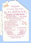 Cd Kenny Tea Coffee Christmas Die Cut Trade Card Girl Dog Antique New Years 1891