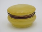 Antique Yellow Bohemian Glass  Vanity Powder Dresser Jar Trinket Box Austria