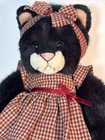 Vintage Russ Berrie Nadia Black Cat Stuffed Animal Plush Gingham Dress Bow  11   l