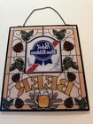 Pabst Blue Ribbon Beer Replica Stained Glass Style Sign W hanging Chain