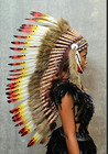 Native American Inspired Headdress - Handcrafted With Genuine Feathers And Beads