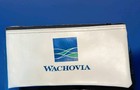 Vintage Wachovia Bank Deposit Money Bag Zippered Pouch White Vinyl W  Logo