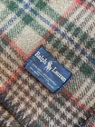 Vtg Ralph Lauren Tan Brown Red Green Queen Wool Blanket 90 x90 