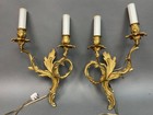 Pair Antique French Louis Xv Rococo Dore Brass bronze 17  Ornate Wall Sconces