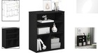 Modern Black Oak 3-tier Bookshelf With Adjustable Middle Shelf For All Homes